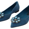 Elegant Crystal-Embellished Suede Flats - Image 7