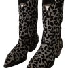 Elegant Leopard Print Mid Calf Boots - Image 3