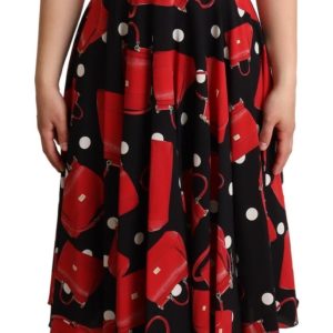 Sicilian Bag Print Sleeveless Midi Dress
