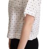 Chic Monochrome Polka Dot Polo Top - Image 2