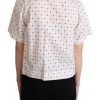 Chic Monochrome Polka Dot Polo Top - Image 3