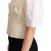 Beige Silk Blend Sleeveless Vest Luxury Waistcoat - Image 2