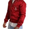 Sumptuous Silk Red Bomber Jacket - Image 2