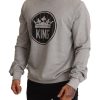 Regal Crown Cotton Sweater - Sophisticated Gray - Image 5