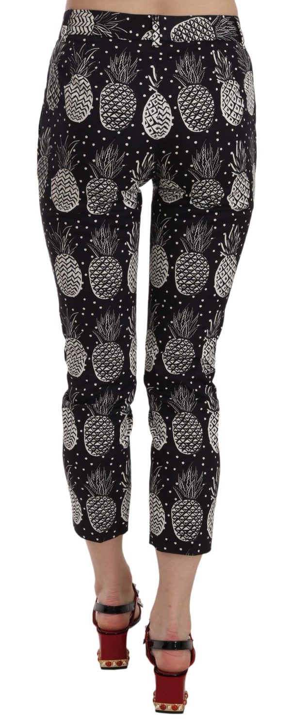 Chic Black Pineapple Print Skinny Capri Pants - Image 4