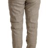 Chic Beige Mid Waist Baggy Pants for Sophisticated Style - Image 3