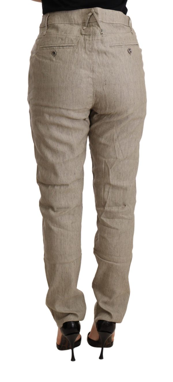 Chic Beige Mid Waist Baggy Pants for Sophisticated Style - Image 3