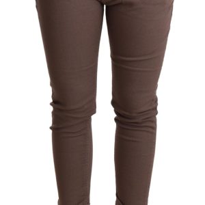 Chic Brown Skinny Mid Waist Cropped Pants
