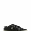 Sleek Black Canvas & Leather Low-Top Sneakers - Image 2