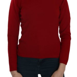 Elegant Red Cashmere Pullover Blouse