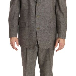 Elegant Light Brown Wool Men's Suit