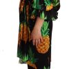 Vibrant Pineapple Draped Wrap Dress - Image 2