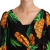 Vibrant Pineapple Draped Wrap Dress - Image 4