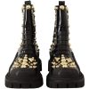 Studded Leather Combat Boots with Embroidery - Image 2