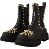 Studded Leather Combat Boots with Embroidery - Image 3