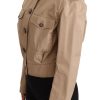 Elegant Cropped Cotton Jacket in Beige - Image 2