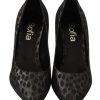 Elegant Black Leopard Print Leather Heels - Image 5
