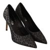 Elegant Black Leopard Print Leather Heels - Image 6