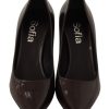 Elegant Brown Leather Heels Pumps - Image 5