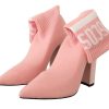 Chic Pink Suede Ankle Boots with Logo Socks - Image 7
