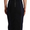 Elegant Dark Blue Denim Sheath Midi Dress - Image 3