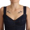 Elegant Dark Blue Denim Sheath Midi Dress - Image 4