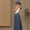 Blue Cotton Women Skirt - Image 3