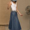 Blue Cotton Women Skirt - Image 4