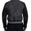 Multicolor Houndstooth Leather Bomber Jacket - Image 6
