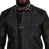 Multicolor Houndstooth Leather Bomber Jacket - Image 3