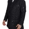 Sleek Patterned Wool Double Breasted Jacket - Image 6