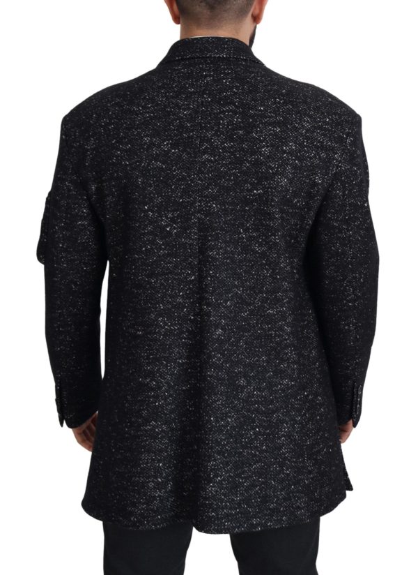 Sleek Patterned Wool Double Breasted Jacket - Image 4
