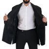 Sleek Patterned Wool Double Breasted Jacket - Image 3
