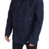 Elegant Double-Breasted Blue Parka Jacket - Image 2