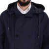 Elegant Double-Breasted Blue Parka Jacket - Image 4