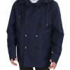 Elegant Double-Breasted Blue Parka Jacket - Image 5