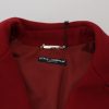 Elegant Red Double Breasted Wool Jacket - Image 7