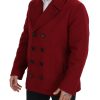 Elegant Red Double Breasted Wool Jacket - Image 4