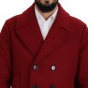 Elegant Red Double Breasted Wool Jacket - Image 6