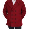 Elegant Red Double Breasted Wool Jacket - Image 2