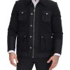Elegant Full Zip Black Wool Blend Jacket - Image 6