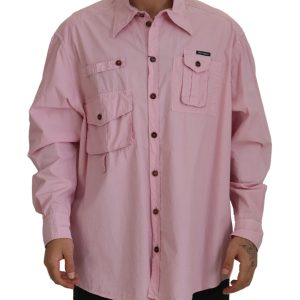 Elegant Pink Casual Cotton Shirt