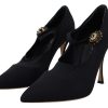 Chic Black Mary Jane Sock Pumps with Crystals - Image 2