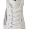 Chic White Pink Leather Low-Top Sneakers - Image 3