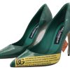 Emerald Elegance Leather Heels Pumps - Image 5