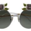Elegant Floral Embellished Gold Sunglasses - Image 4