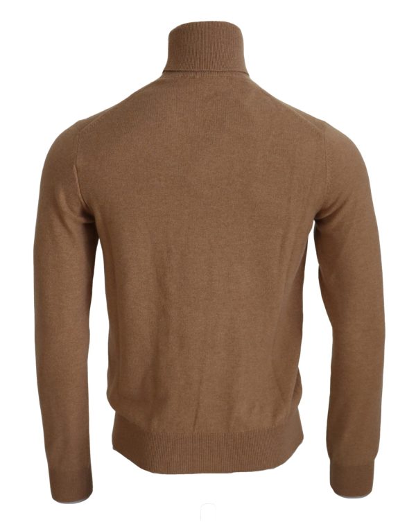 Beige Cashmere Turtleneck Pullover Sweater - Image 2