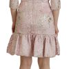 Elegant Pink Jacquard Midi Sheath Dress - Image 3