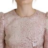 Elegant Pink Jacquard Midi Sheath Dress - Image 4