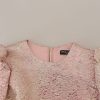 Elegant Pink Jacquard Midi Sheath Dress - Image 5